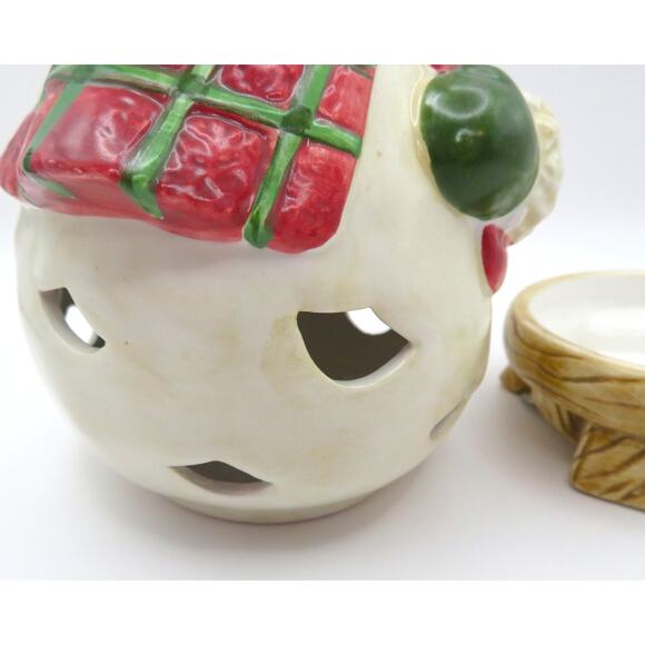 BICO Snowman Tealight Candle Holder Ceramic Christmas Gingerbread Holiday Decor - Picture 10 of 10